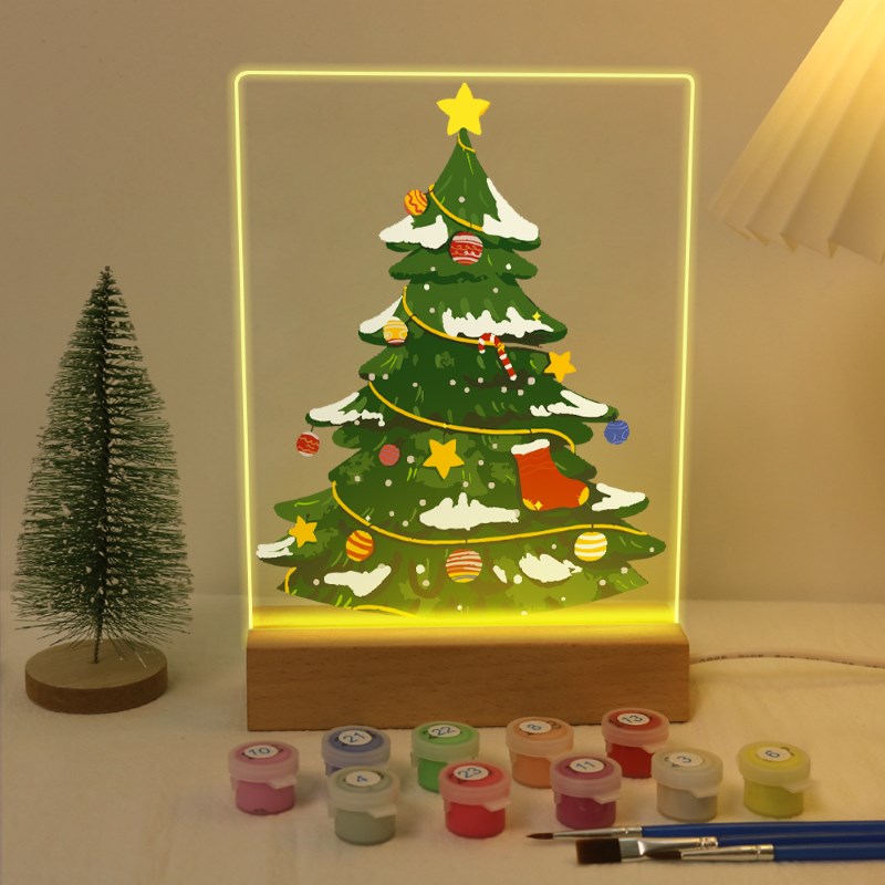 Lampe à peindre par numéro Sapin Enneigé, Maison Artsen