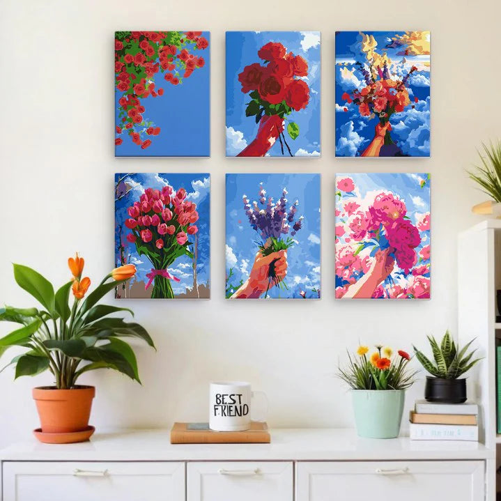 Peintures par numéro Fleurs au ciel en décoration murale – sur le thème des fleurs – Maison Artsen