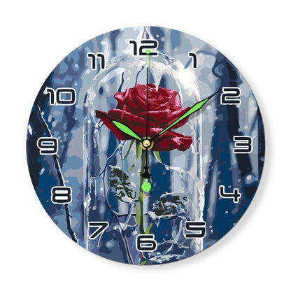 Horloge à peindre par numéro Rose sous Cloche, Maison Artsen
