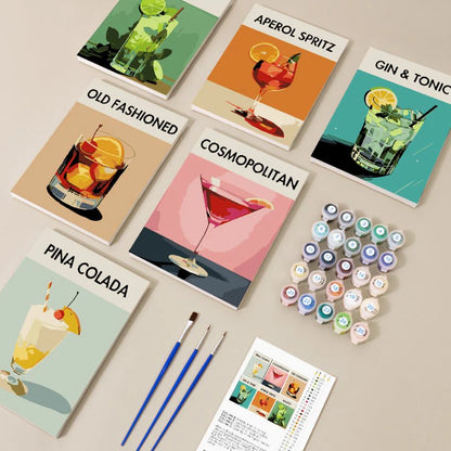 Peinture par numéro Cocktails Deluxe – détail toile – Maison Artsen