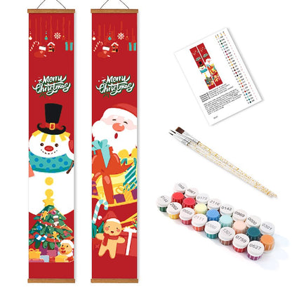 Panneaux de porte à peindre par numéro Père Noël et Bonhomme de Neige, vue 2, Maison Artsen