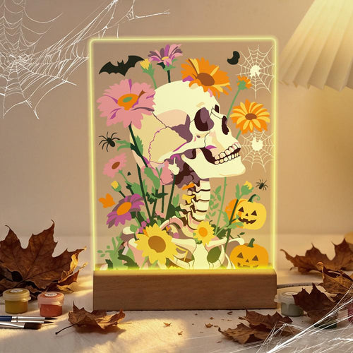 Lampe à peindre par numéro Crâne en Fleurs, Maison Artsen