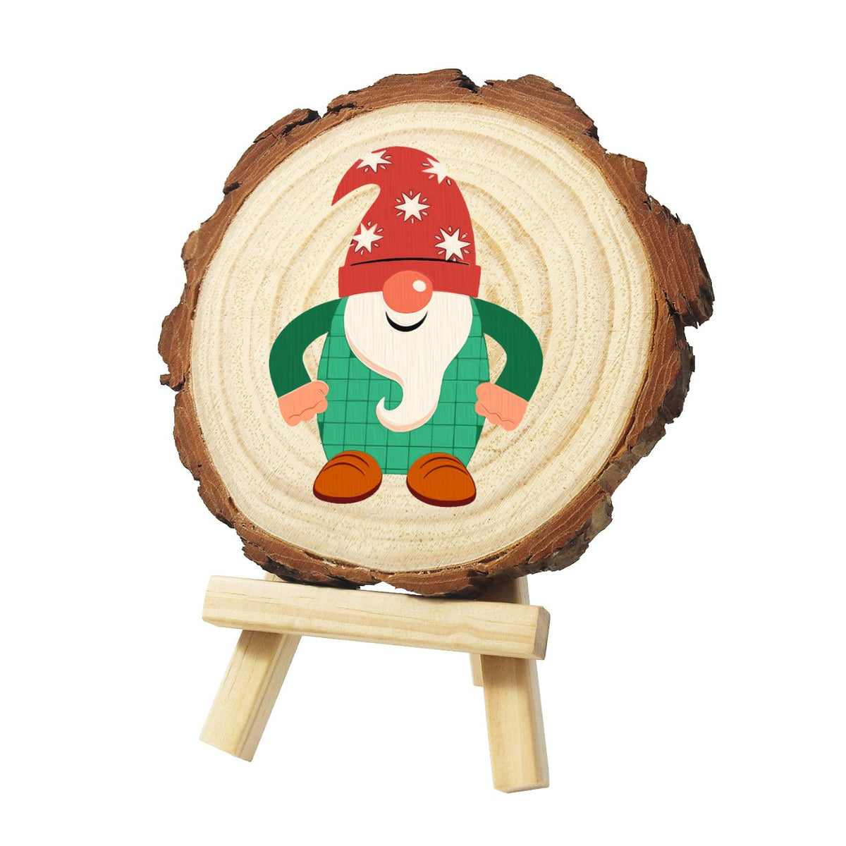Rondelle de bois à peindre par numéro Lutin de Noël, vue 2, Maison Artsen
