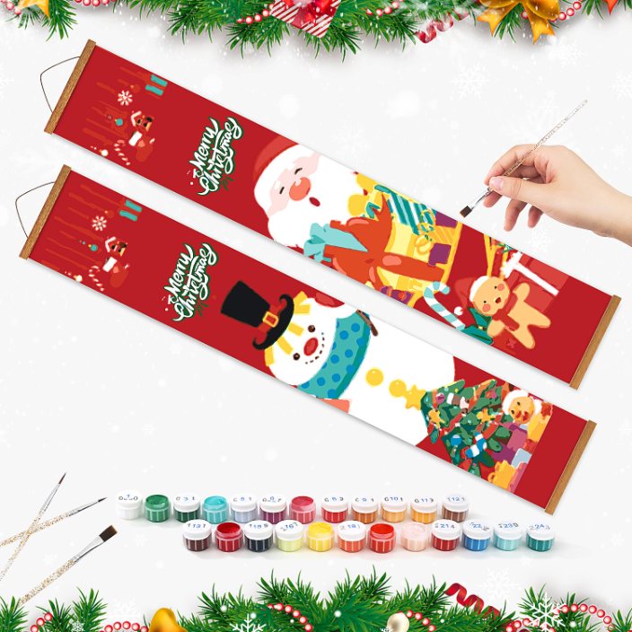 Panneaux de porte à peindre par numéro Père Noël et Bonhomme de Neige, vue 6, Maison Artsen
