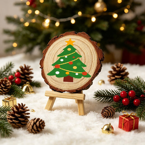 Rondelle de bois à peindre par numéro Petit Sapin de Noël, Maison Artsen