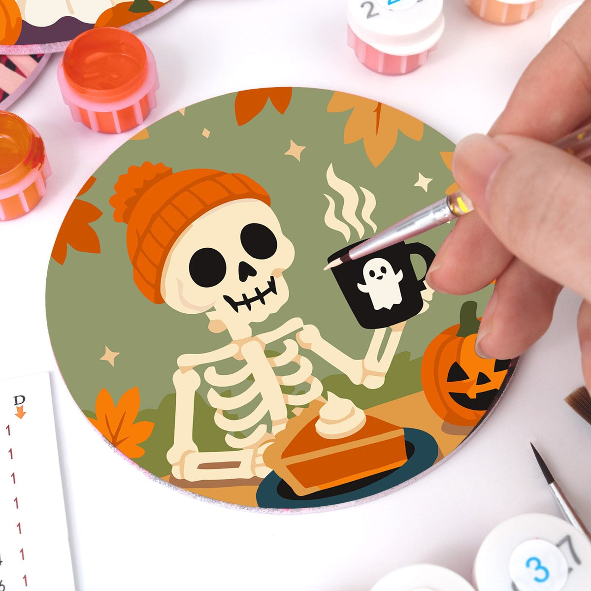 Sous-verres à peindre par numéro Halloween Douillet, vue 2, Maison Artsen