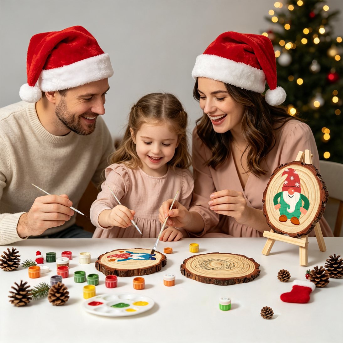 Rondelle de bois à peindre par numéro Lutin de Noël, vue 9, Maison Artsen