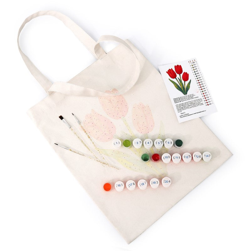 Tote bag à peindre par numéro Tulipes Rouges, vue 3, Maison Artsen