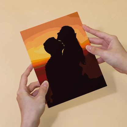 Peinture par numéro Sunset Couple – détail toile – Maison Artsen