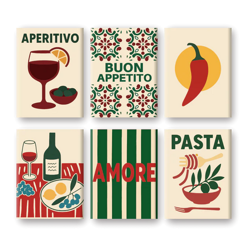 Coffret 6 peintures par numéro Buon Appetito – aux couleurs de l'Italie – Maison Artsen