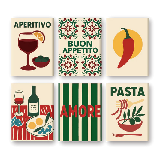 Coffret 6 peintures par numéro Buon Appetito – aux couleurs de l'Italie – Maison Artsen