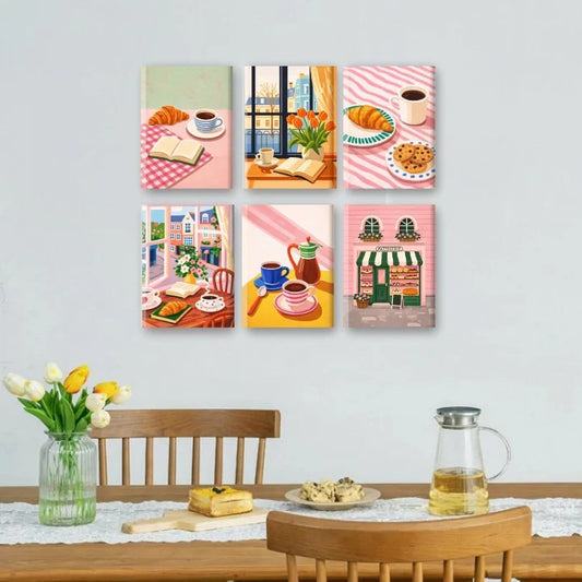 Coffret 6 peintures par numéro Coffee Moments – aux couleurs inspirantes – Maison Artsen
