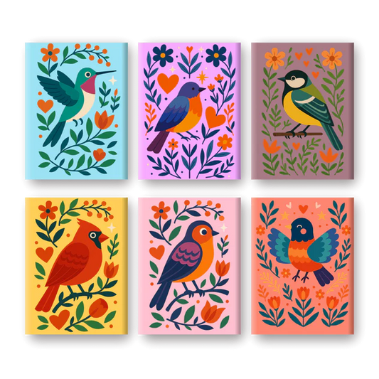 Coffret 6 peintures par numéro Piou-piou – sur le thème des oiseaux – Maison Artsen