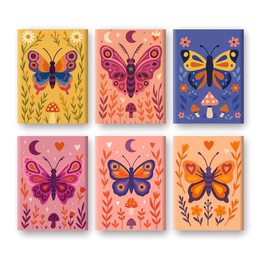 Coffret 6 peintures par numéro Papillons – sur le thème des papillons – Maison Artsen