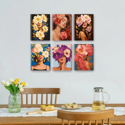 Peintures par numéro Femmes Fleuries en décoration murale – sur le thème des femmes et des fleurs – Maison Artsen