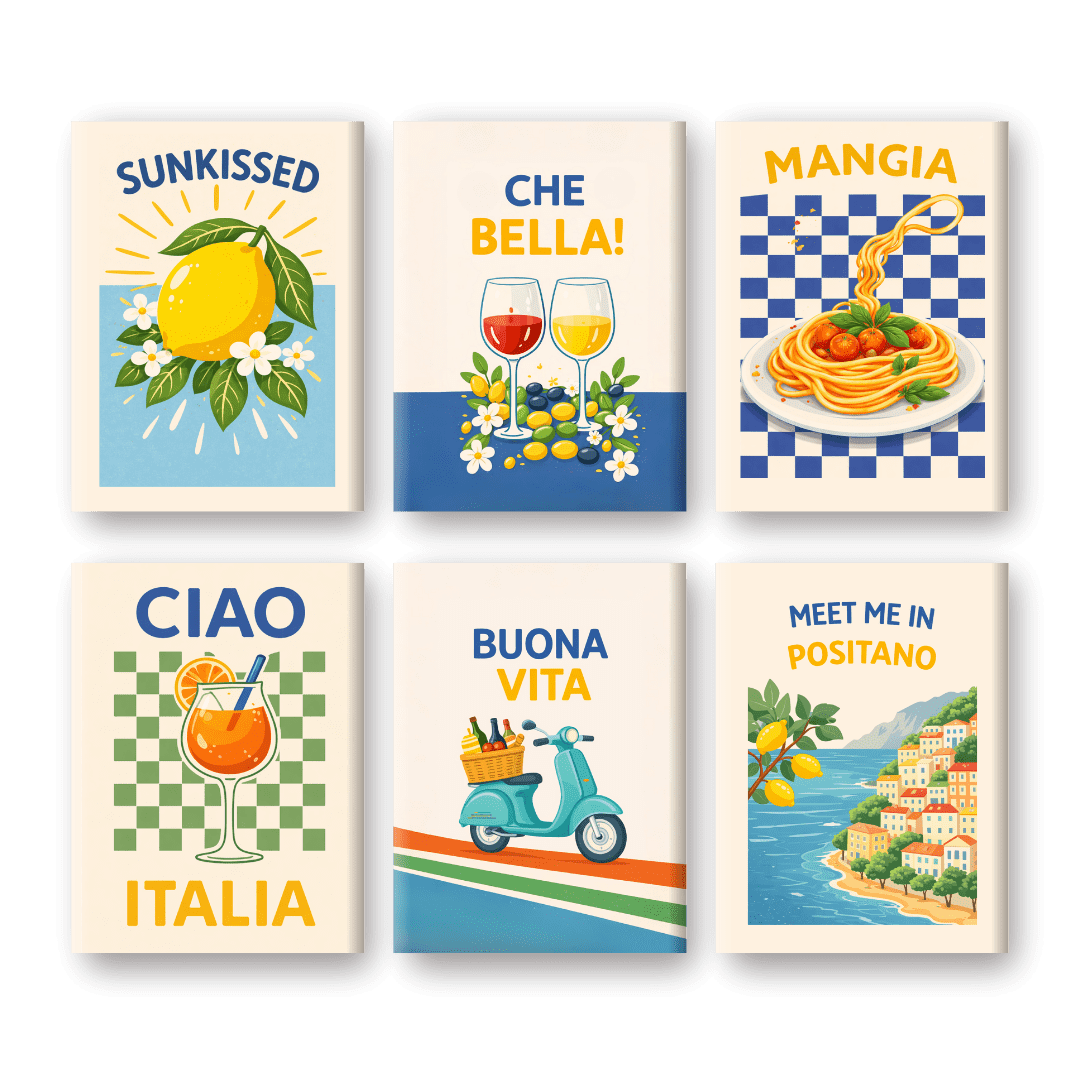 Coffret 6 peintures par numéro Italian Buona Vita – inspiré de l'art de vivre italien – Maison Artsen