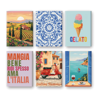 Coffret 6 peintures par numéro Univers Italiens – aux ambiances italiennes – Maison Artsen