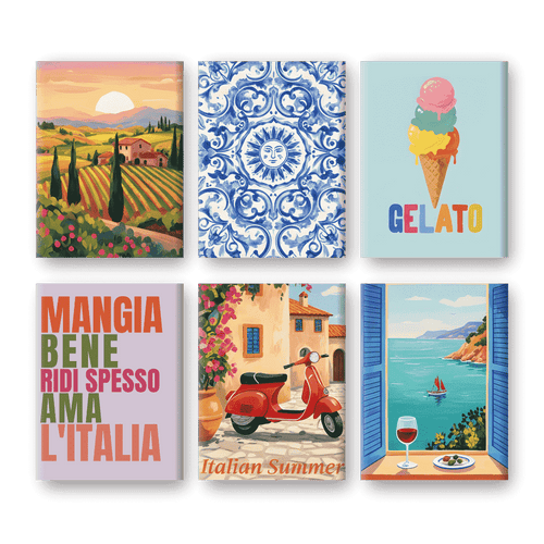 Coffret 6 peintures par numéro Univers Italiens – aux ambiances italiennes – Maison Artsen