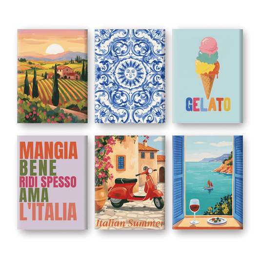 Coffret 6 peintures par numéro Univers Italiens – aux ambiances italiennes – Maison Artsen