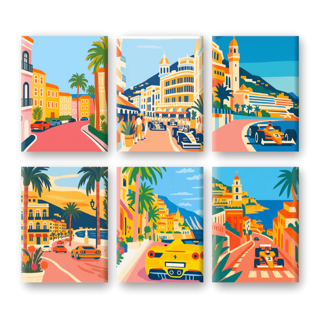 Coffret 6 peintures par numéro French Riviera – inspiré de la Côte d'Azur – Maison Artsen