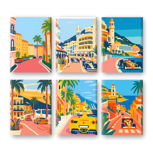 Coffret 6 peintures par numéro French Riviera – inspiré de la Côte d'Azur – Maison Artsen