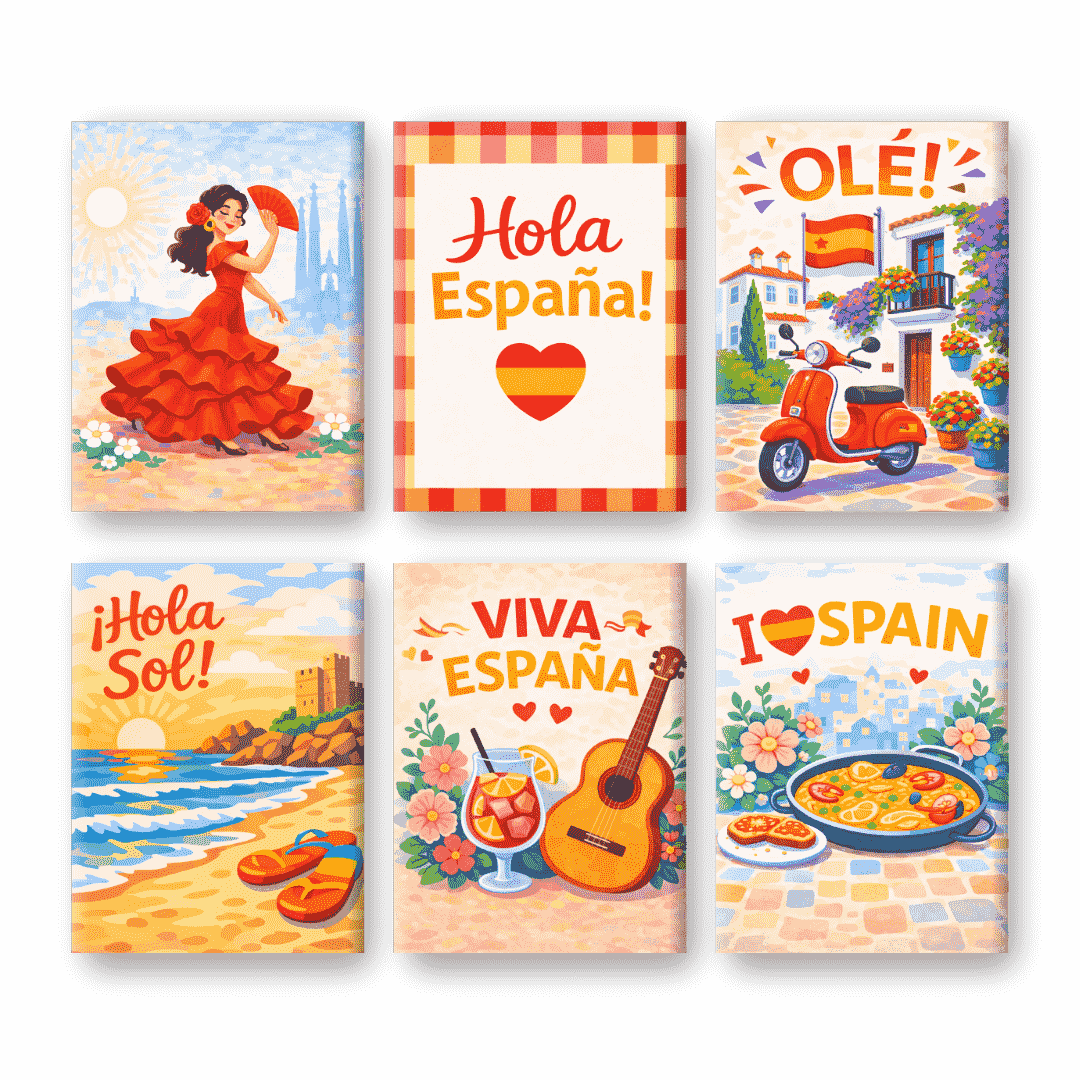 Coffret 6 peintures par numéro Viva Espana – aux couleurs de l'Espagne – Maison Artsen