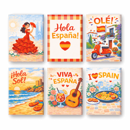 Coffret 6 peintures par numéro Viva Espana – aux couleurs de l'Espagne – Maison Artsen