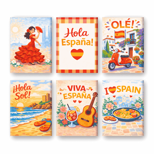 Coffret 6 peintures par numéro Viva Espana – aux couleurs de l'Espagne – Maison Artsen