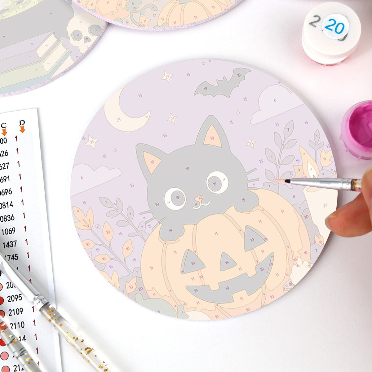 Sous-verres à peindre par numéro Halloween Douillet, vue 7, Maison Artsen