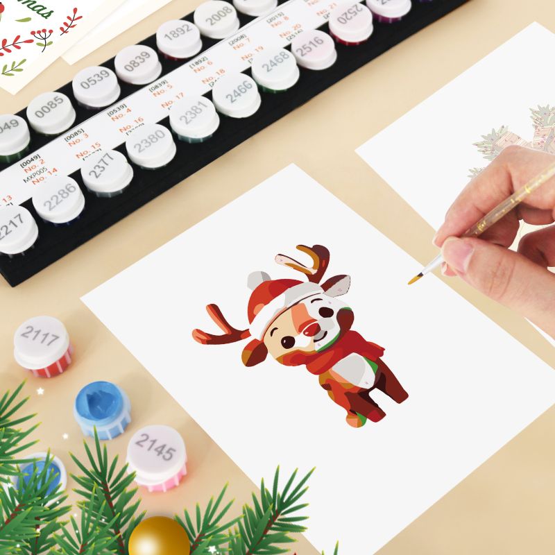 Cartes postales à peindre par numéro Joyeux Noël, vue 6, Maison Artsen