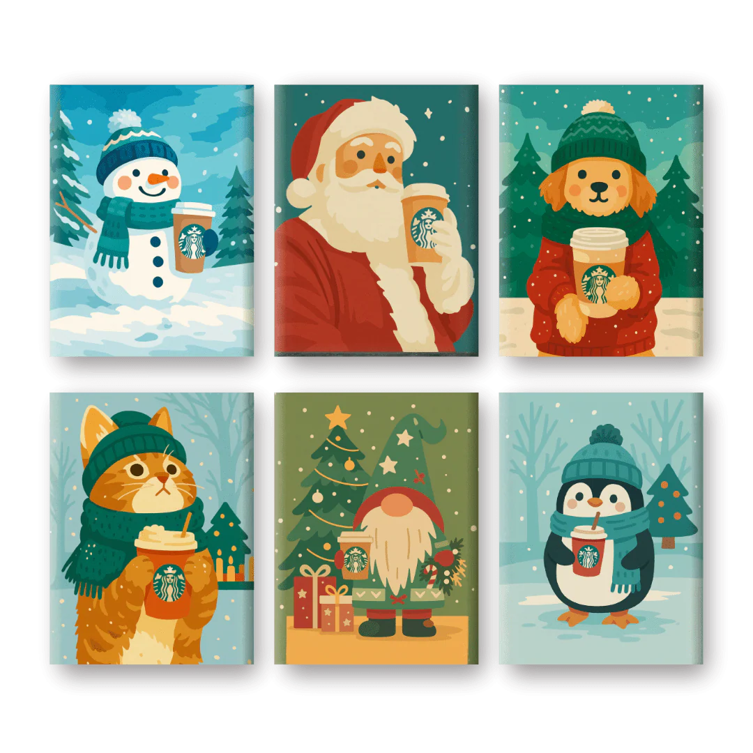 "Cutie" Mini Paint-by-Numbers Set, 6 Canvases