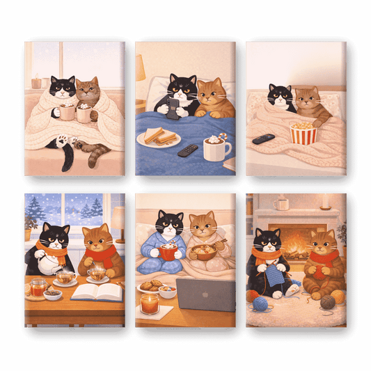 Coffret 6 peintures par numéro Chats Cozy – sur le thème des chats – Maison Artsen
