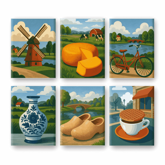 Coffret 6 peintures par numéro Univers Hollandais – inspiré des Pays-Bas – Maison Artsen