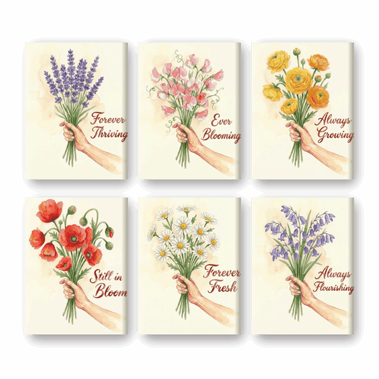 Coffret 6 peintures par numéro Fleurs & Citations – mêlant fleurs et citations inspirantes – Maison Artsen
