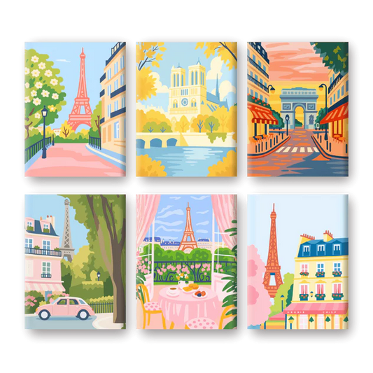 Coffret 6 peintures par numéro Paris est magique – pour un Paris féérique – Maison Artsen