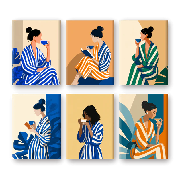 Coffret 6 peintures par numéro Chilling Vibes – pour une ambiance relaxante et décontractée – Maison Artsen