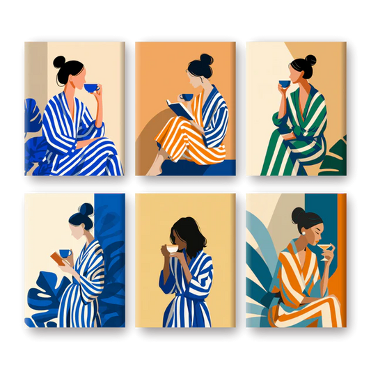 Coffret 6 peintures par numéro Chilling Vibes – pour une ambiance relaxante et décontractée – Maison Artsen