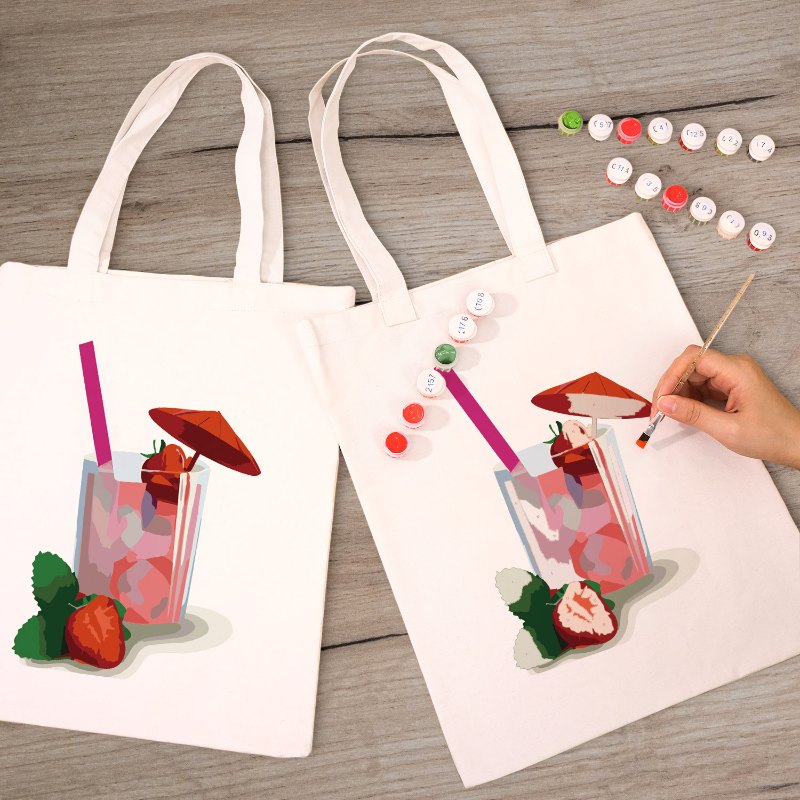 Tote bag à peindre par numéro Daiquiri à la Fraise, vue 2, Maison Artsen