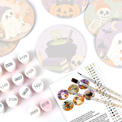 Sous-verres à peindre par numéro Halloween Douillet, vue 6, Maison Artsen