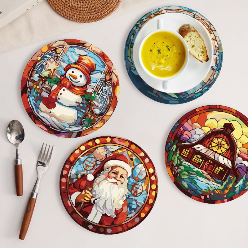 Sets de table à peindre par numéro Noël en Vitrail, vue 3, Maison Artsen