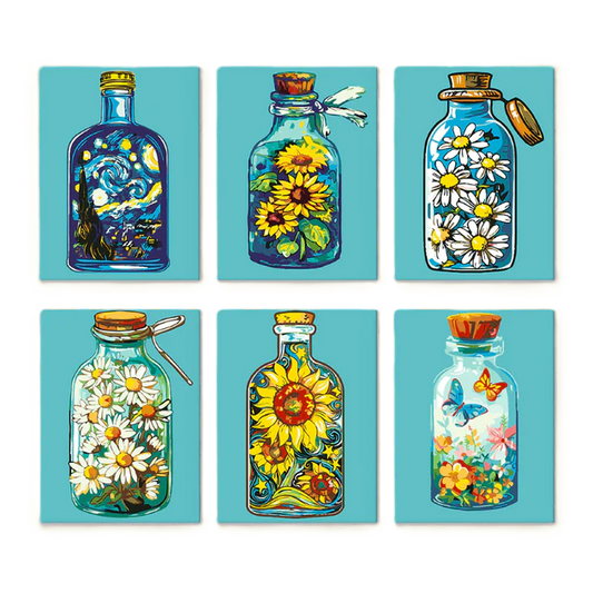 Coffret 6 peintures par numéro En bouteille – sur le thème des bouteilles – Maison Artsen