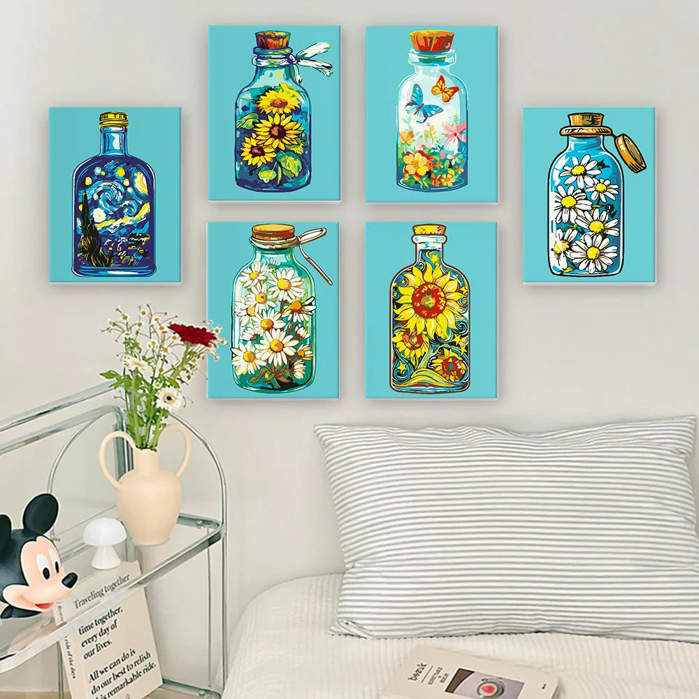 Peintures par numéro En bouteille en décoration murale – sur le thème des bouteilles – Maison Artsen