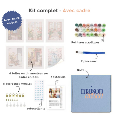 Kit complet peinture par numéro avec cadre – toiles, peintures acryliques et pinceaux Maison Artsen