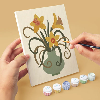 "Vase and Flowers" Paint-by-Numbers Set, 6 Canvases