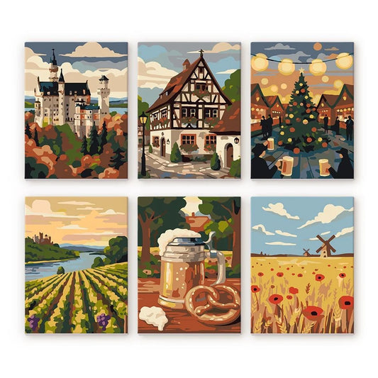 "Alsace" Paint-by-Numbers Set, 6 Canvases