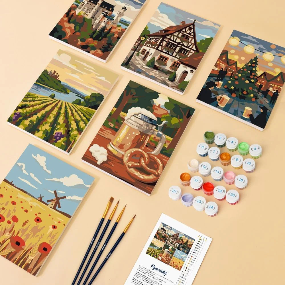 "Alsace" Paint-by-Numbers Set, 6 Canvases