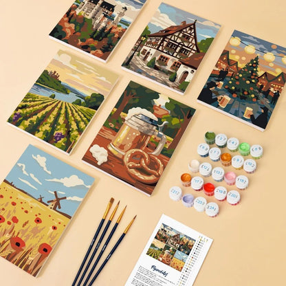 "Alsace" Paint-by-Numbers Set, 6 Canvases