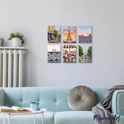 "Paris Loves You" Paint-by-Numbers Set, 6 Canvases