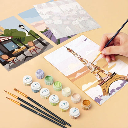"Paris Loves You" Paint-by-Numbers Set, 6 Canvases