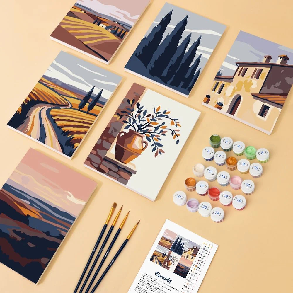 "Countryside Calm" Paint-by-Numbers Set, 6 Canvases